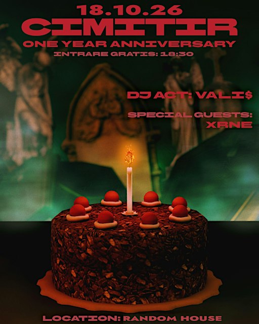 Постер концерта CIMITIR 1 Year Anniversary в Random House, Бухарест